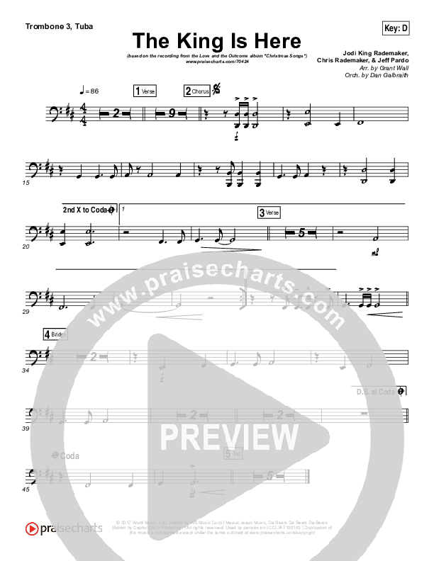 The King Is Here Trombone 3/Tuba (Love & The Outcome)