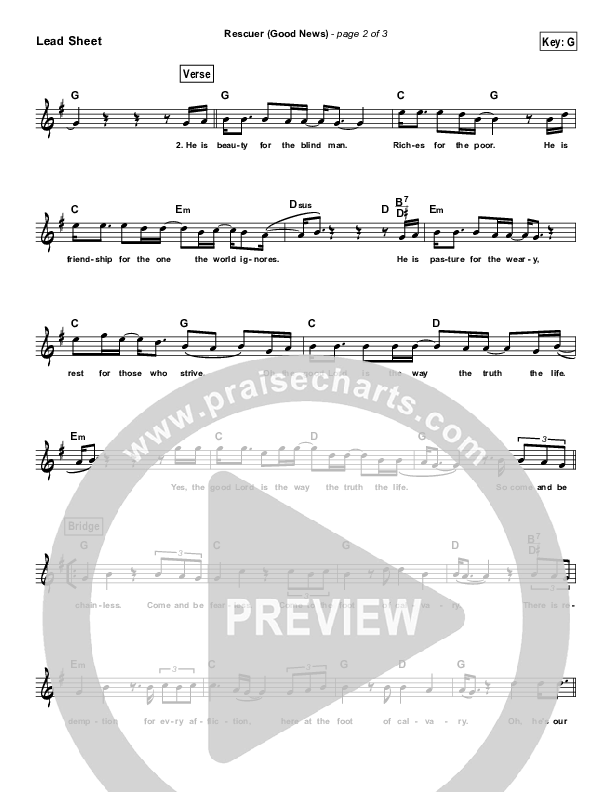 Rescuer (Good News) (Simplified) Lead Sheet (Rend Collective)