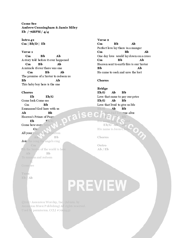 Come See Chords & Lyrics (Ascension Worship)