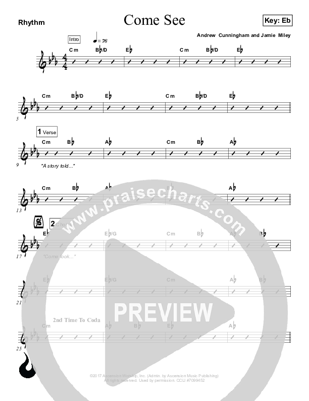 Come See Rhythm Chart (Ascension Worship)