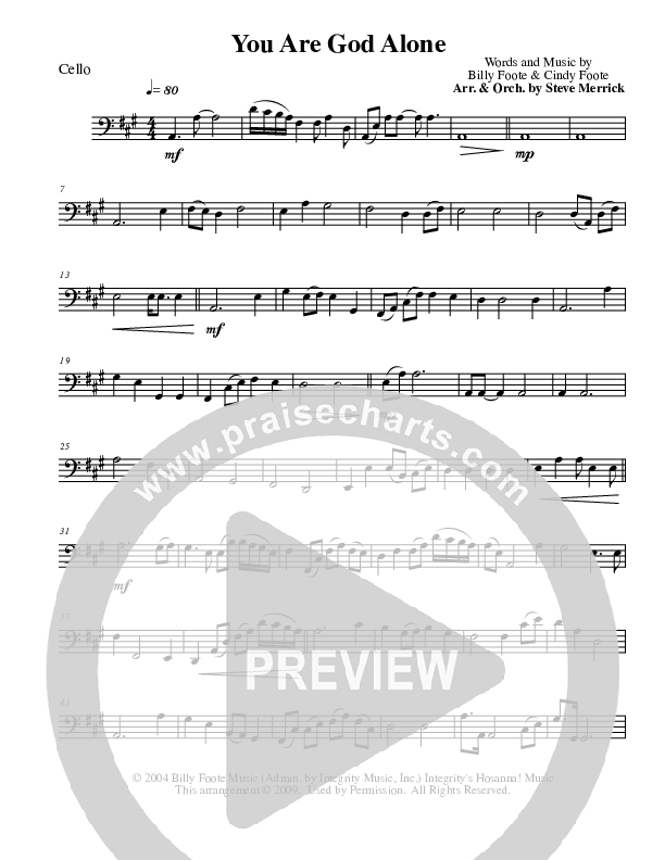 You Are God Alone Cello (Billy Foote)