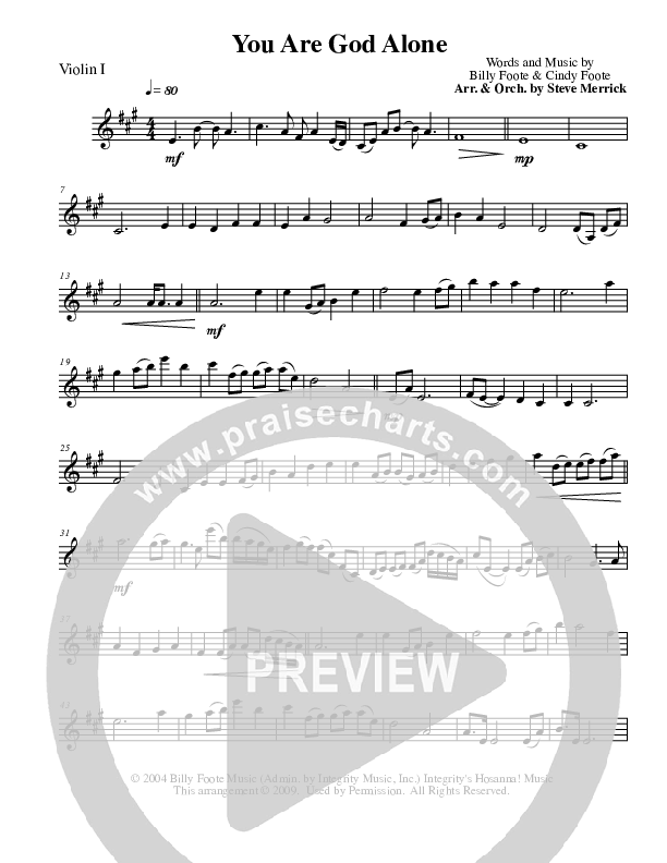 You Are God Alone Violin 1 (Billy Foote)