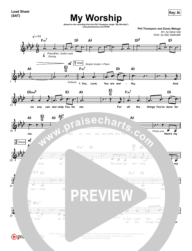 My Worship Lead Sheet &amp; Piano/Vocal - Phil Thompson | PraiseCharts