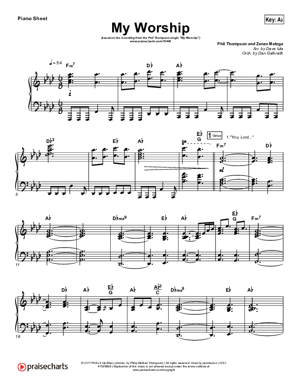My Worship Piano Sheet (Phil Thompson)