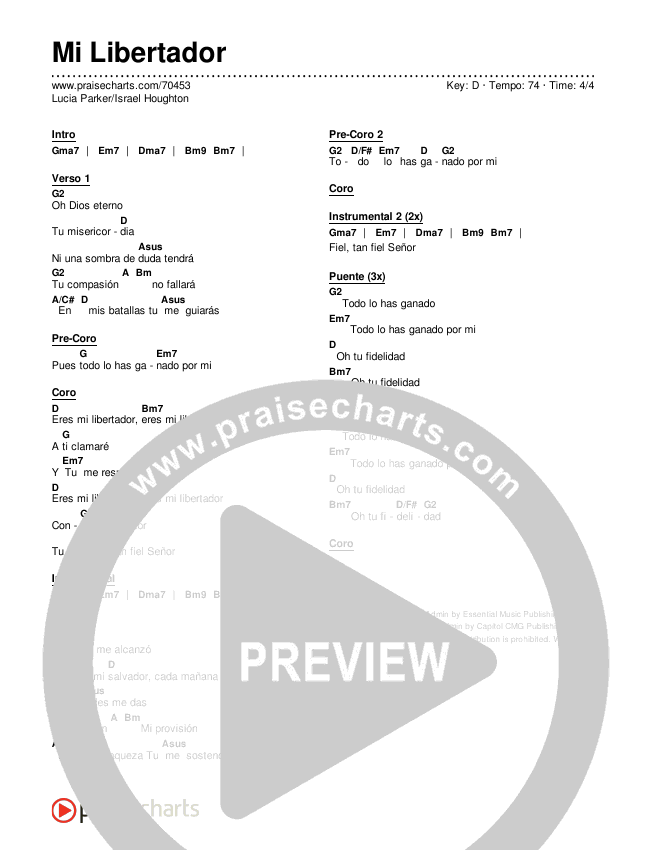 Mi Libertador Chords & Lyrics (Lucia Parker / Israel Houghton)