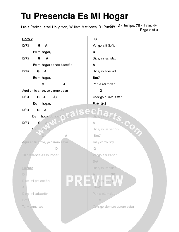 Tu Presencia es mi Hogar Chords & Lyrics (Lucia Parker)