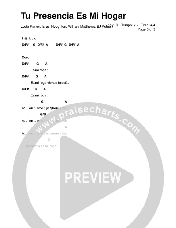 Tu Presencia es mi Hogar Chords & Lyrics (Lucia Parker)