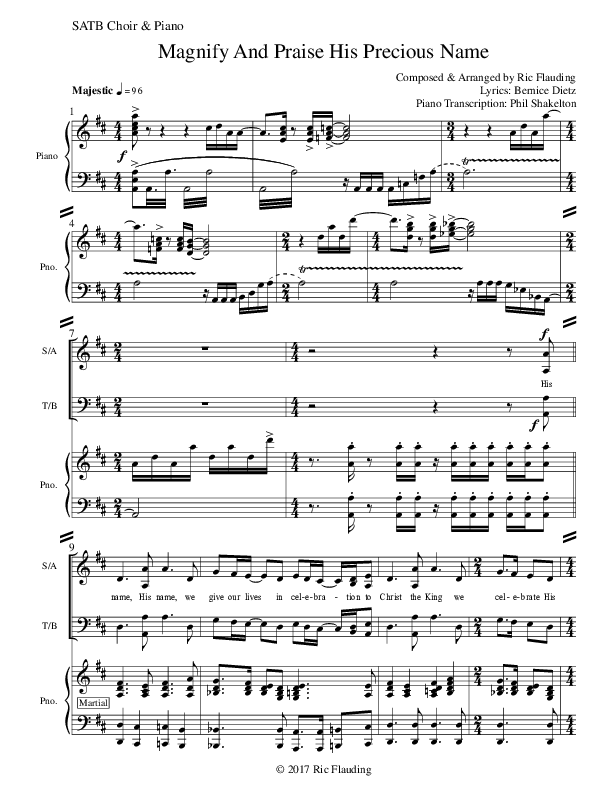 Magnify And Praise His Precious Name Lead & Piano (Ric Flauding)