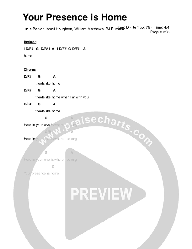 Your Presence is Home Chords & Lyrics (Lucia Parker)