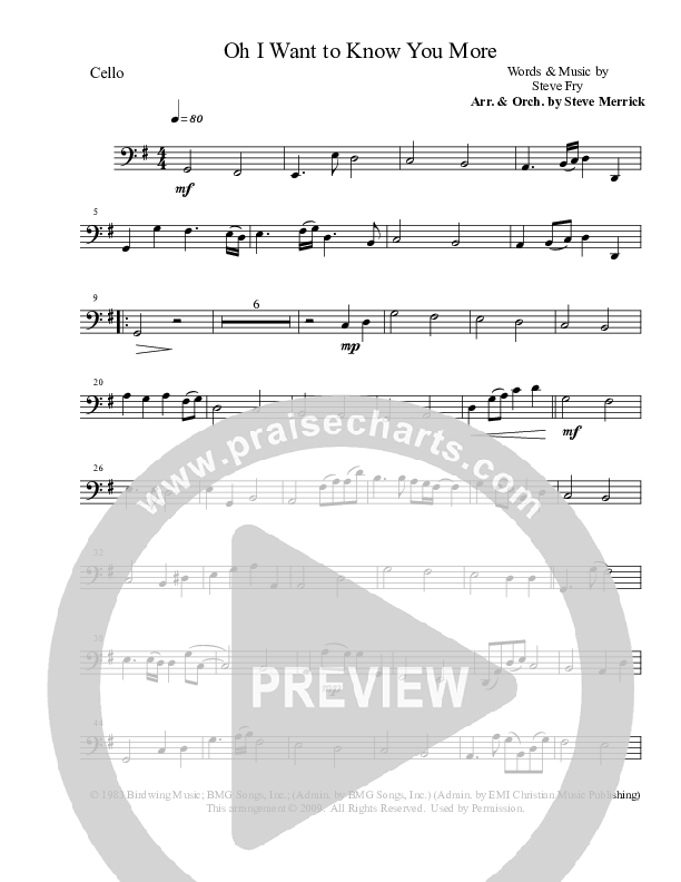 Oh I Want to Know You More Cello (Steve Green)
