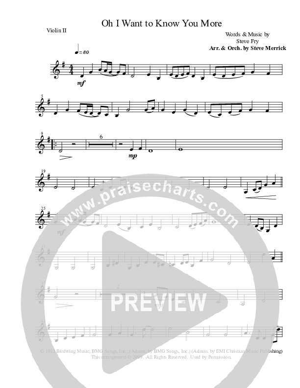 Oh I Want to Know You More Violin 2 (Steve Green)