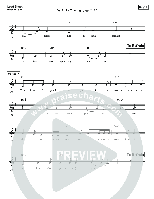 My Soul Is Thirsting (Psalm 63) Lead Sheet (Victor Rodriguez)