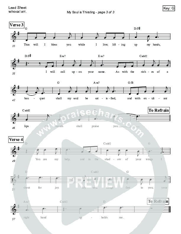 My Soul Is Thirsting (Psalm 63) Lead Sheet (Victor Rodriguez)