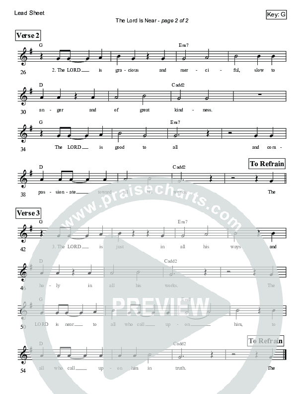 The Lord Is Near (Psalm 145) Lead Sheet (Victor Rodriguez)