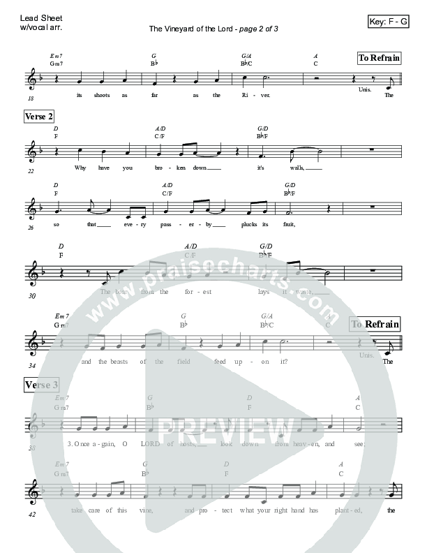 The Vineyard Of The Lord (Psalm 80) Lead Sheet (Victor Rodriguez)