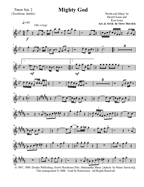 Mighty God Tenor Sax 1/2 (Promise Keepers)