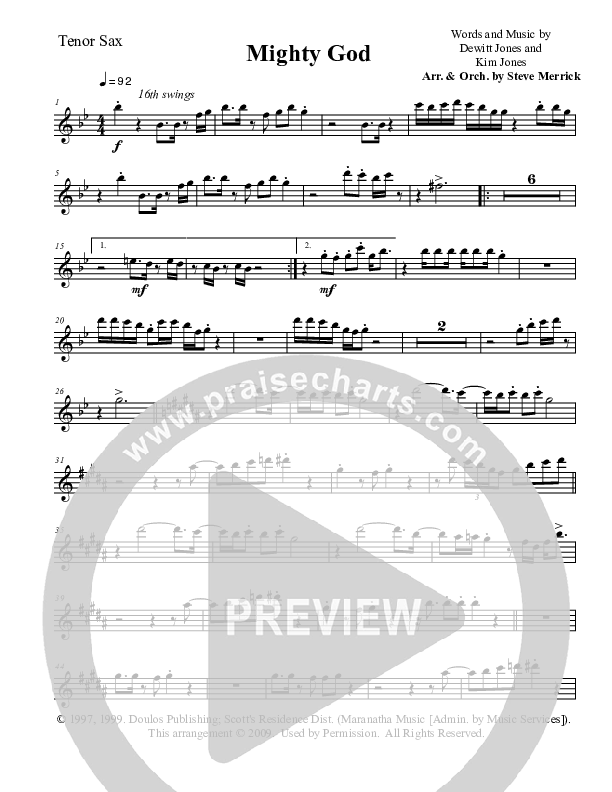 Mighty God Tenor Sax 1/2 (Promise Keepers)
