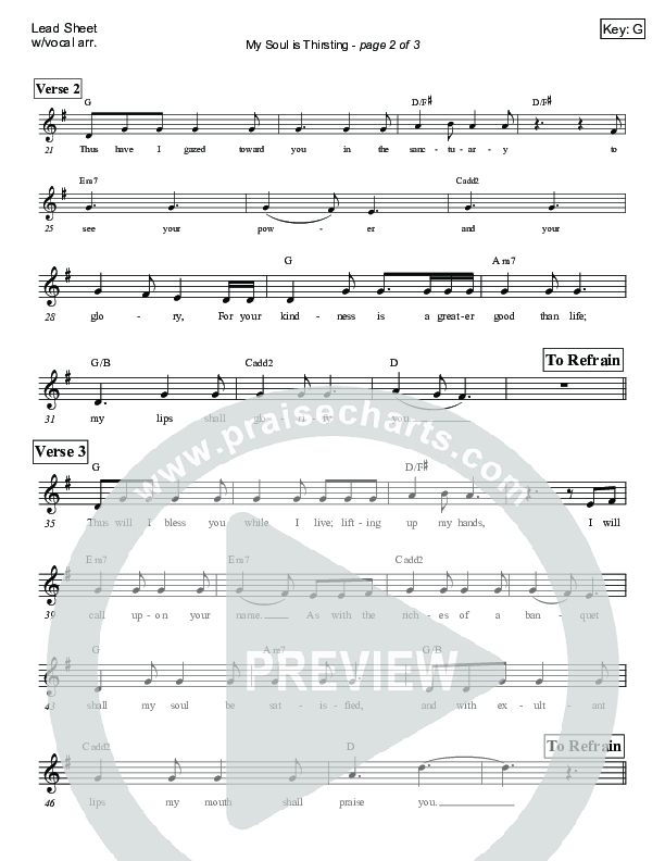 My Soul Is Thirsting (Psalm 63) Lead Sheet (Victor Rodriguez)