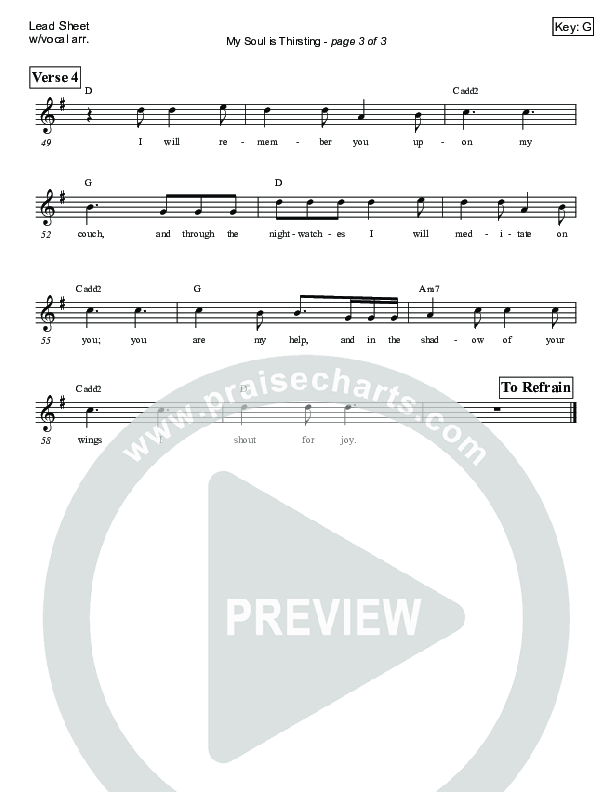 My Soul Is Thirsting (Psalm 63) Lead Sheet (Victor Rodriguez)