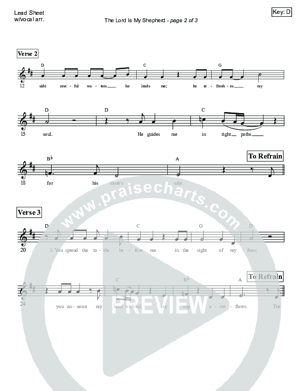 The Lord Is My Shepherd (Psalm 23) Lead Sheet (Victor Rodriguez)