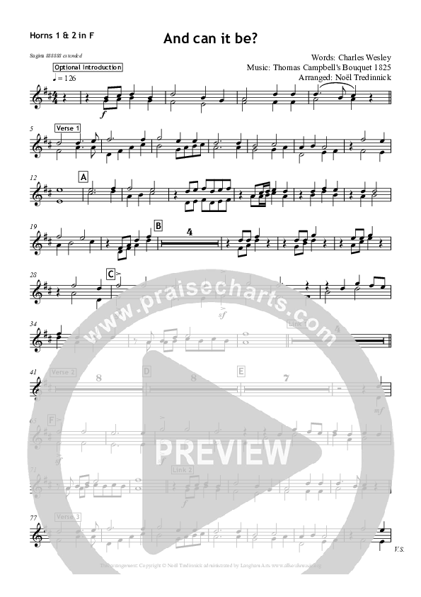 And Can It Be French Horn 1/2 (All Souls Music)