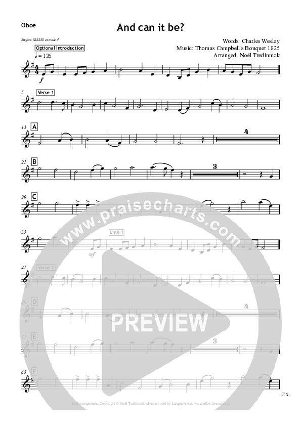 And Can It Be Oboe (All Souls Music)