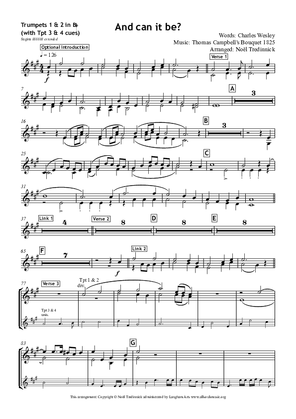 And Can It Be Trumpet 1,2 (All Souls Music)