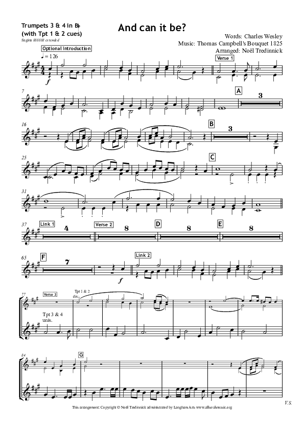 And Can It Be Trumpet 3/4 (All Souls Music)