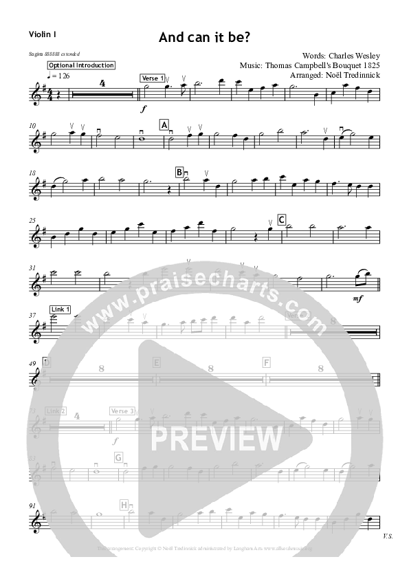 And Can It Be Violin 1 (All Souls Music)