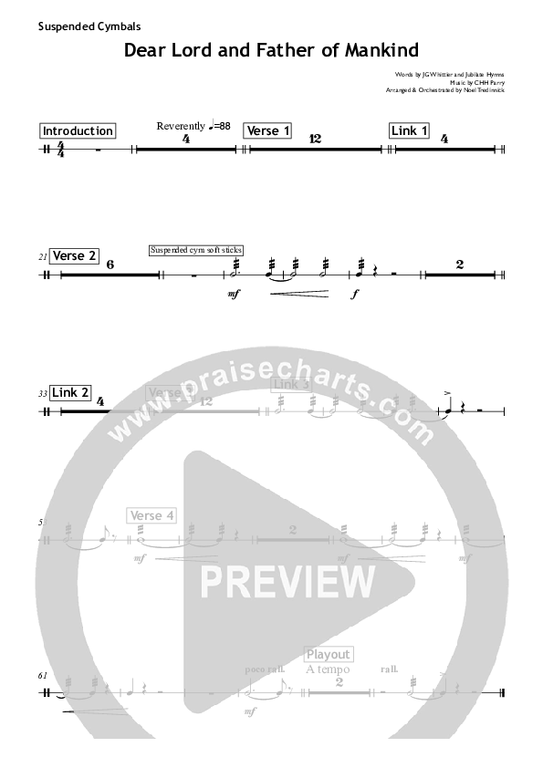 Dear Lord And Father Of Mankind Cymbals (All Souls Music)