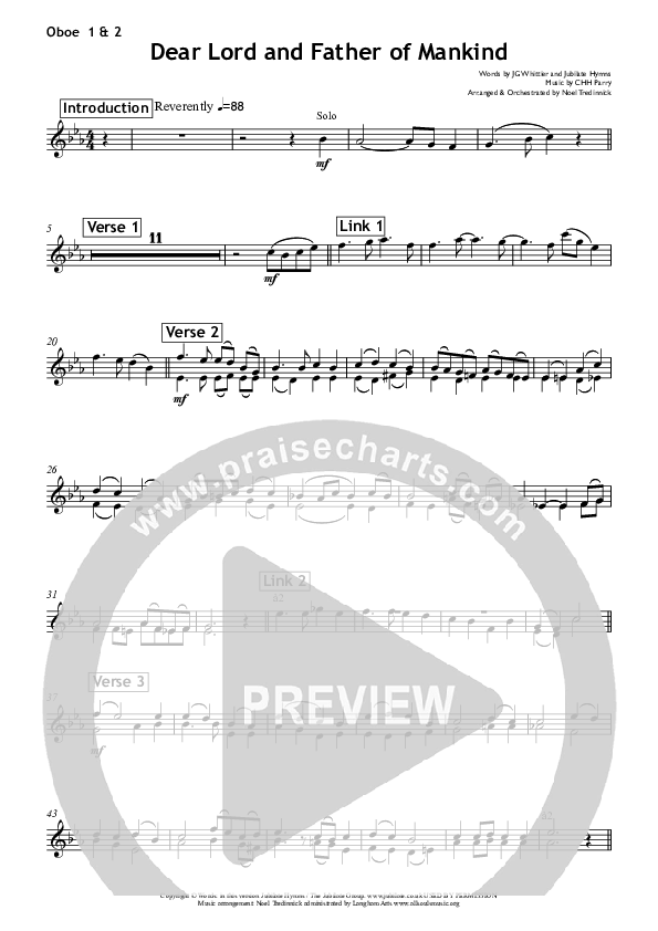 Dear Lord And Father Of Mankind Oboe 1/2 (All Souls Music)