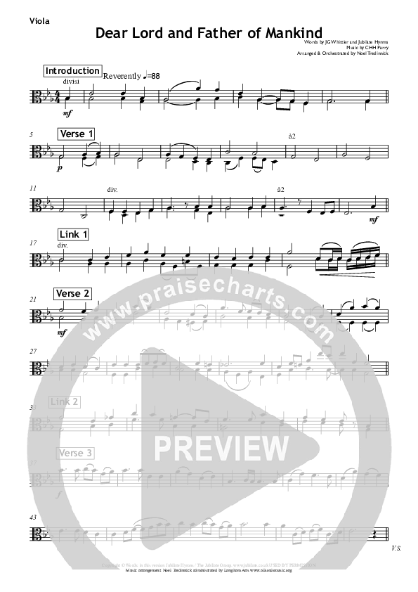 Dear Lord And Father Of Mankind Viola (All Souls Music)