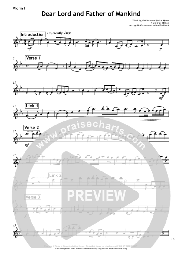 Dear Lord And Father Of Mankind Violin 1 (All Souls Music)