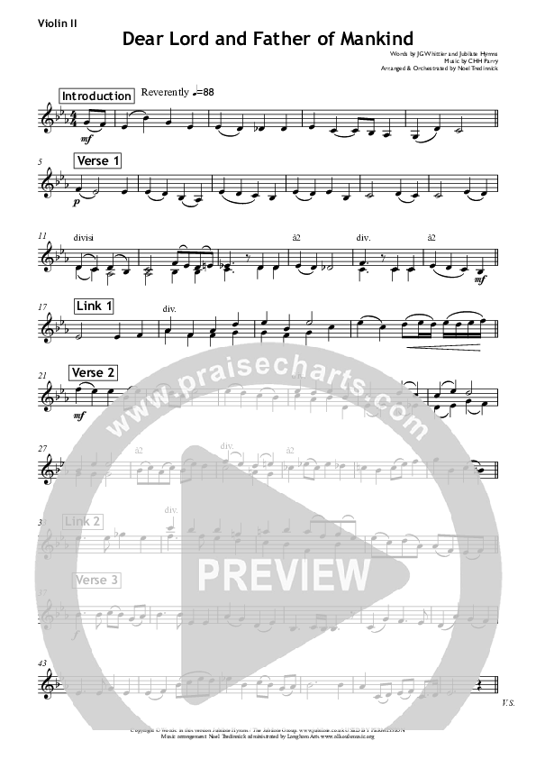 Dear Lord And Father Of Mankind Violin 2 (All Souls Music)