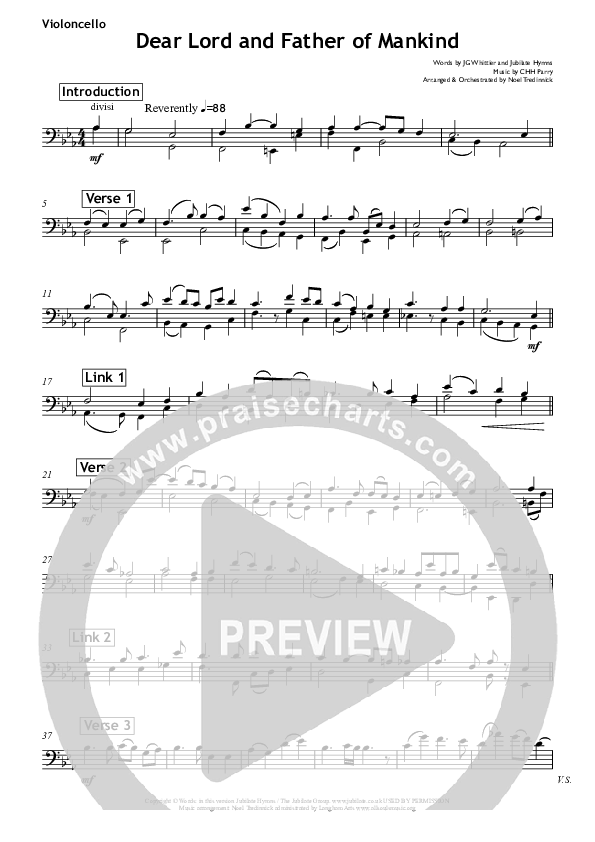 Dear Lord And Father Of Mankind Violincello (All Souls Music)