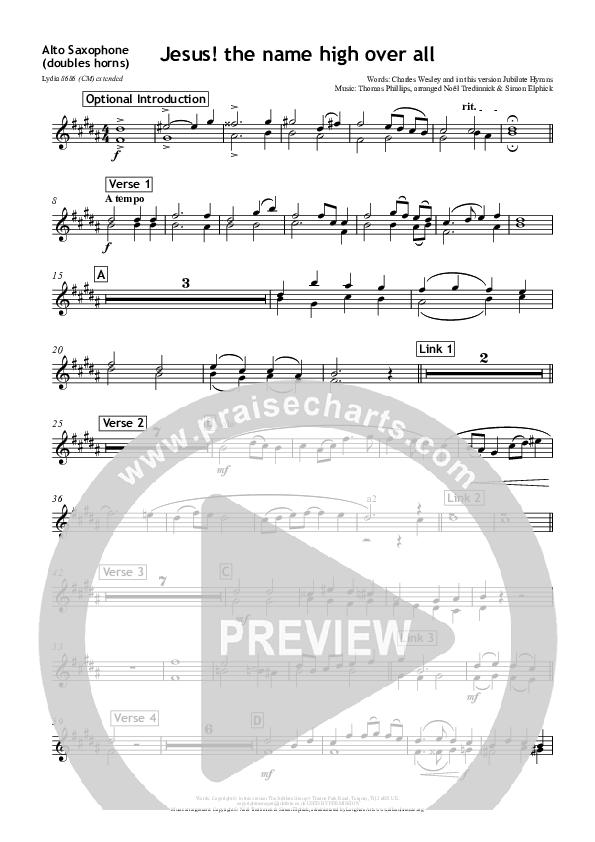 Jesus The Name High Over All Alto Sax (All Souls Music)