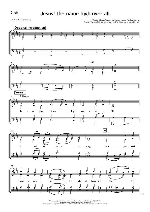 Jesus The Name High Over All Choir Sheet (All Souls Music)