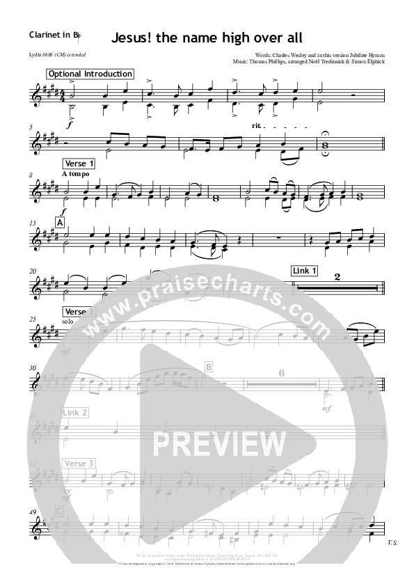 Jesus The Name High Over All Clarinet (All Souls Music)