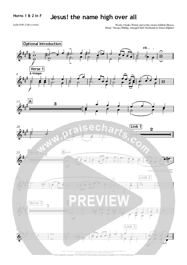 Jesus The Name High Over All French Horn 1/2 (All Souls Music)