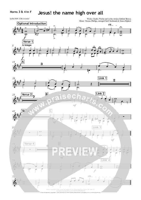 Jesus The Name High Over All French Horn 3 (All Souls Music)