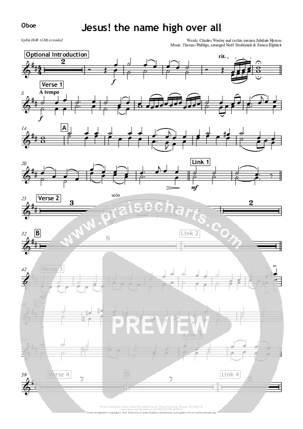 Jesus The Name High Over All Oboe (All Souls Music)