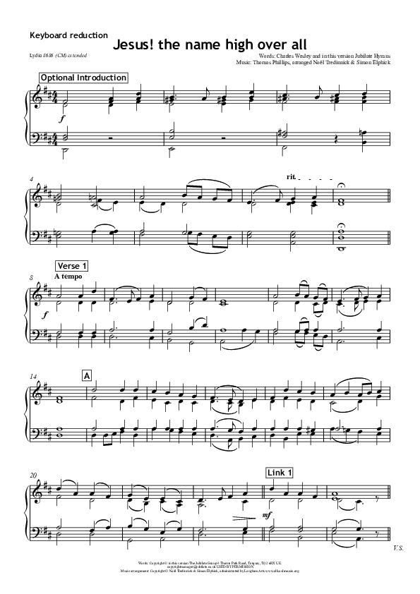 Jesus The Name High Over All Synth (All Souls Music)