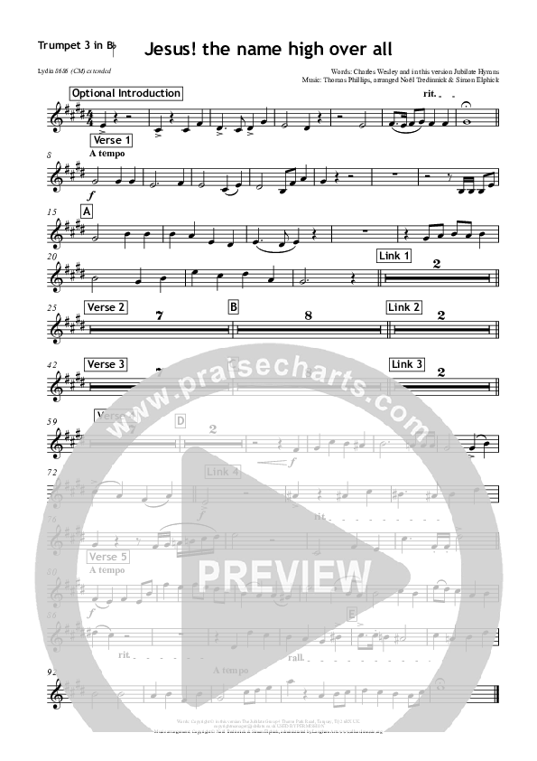 Jesus The Name High Over All Trumpet 3 (All Souls Music)