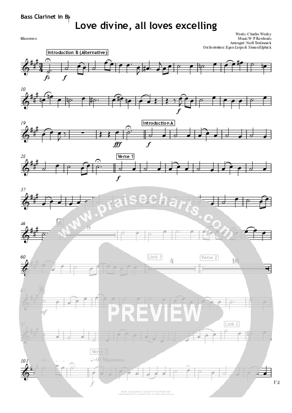 Love Divine Bass Clarinet (All Souls Music)