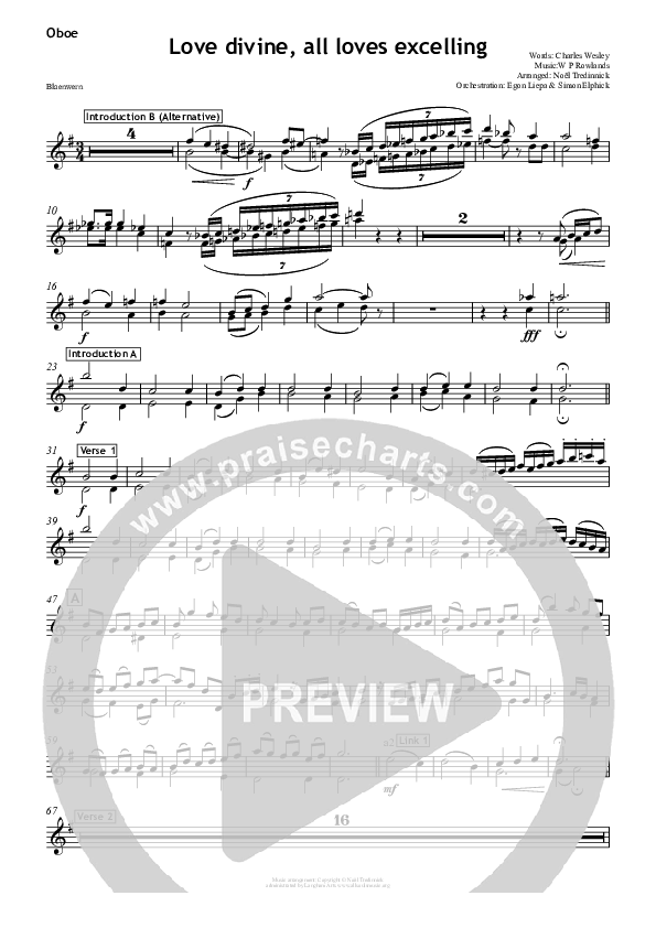 Love Divine Oboe (All Souls Music)