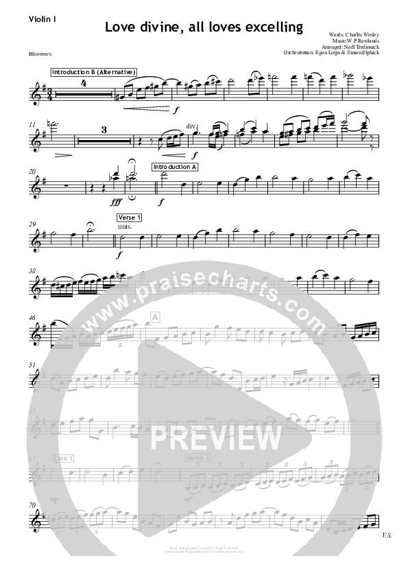 Love Divine Violin 1 (All Souls Music)