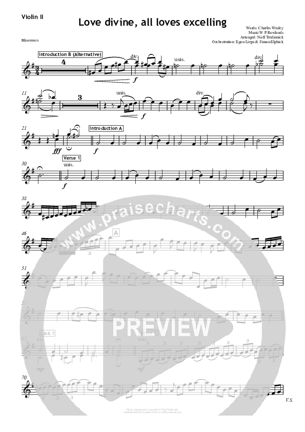 Love Divine Violin 2 (All Souls Music)