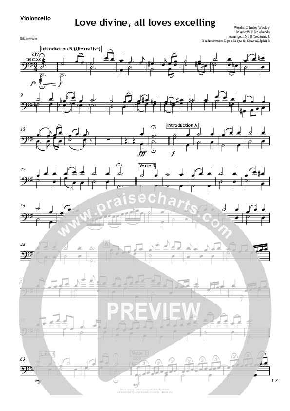 Love Divine Violincello (All Souls Music)