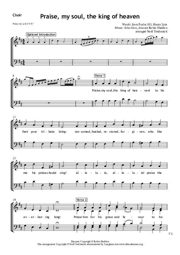 Praise My Soul Choir Sheet (All Souls Music)