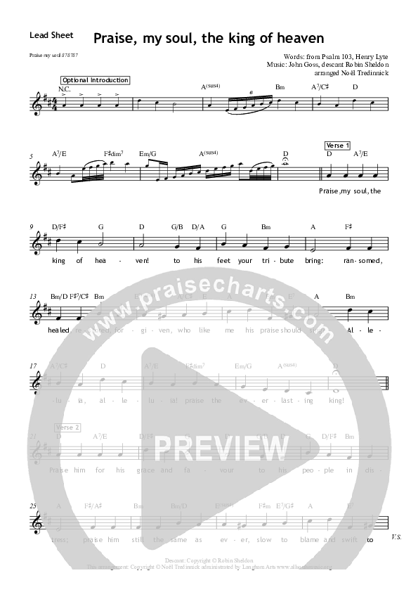 Praise My Soul Lead Sheet (All Souls Music)
